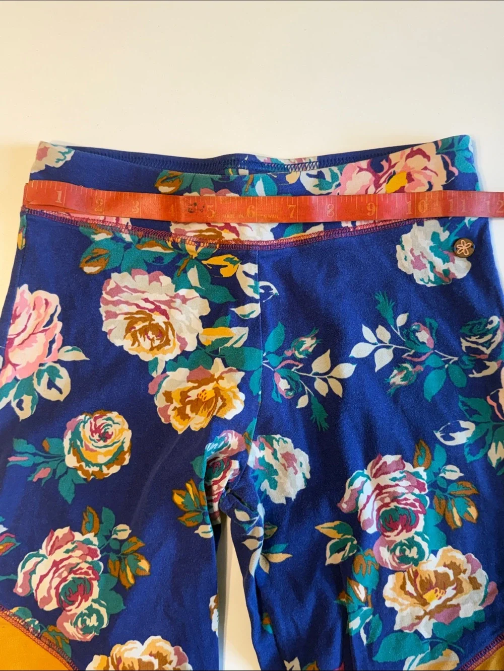 Matilda Jane Yellow Royal Blue Flor Striped Raglan Matching Leggings sz 12VGUC